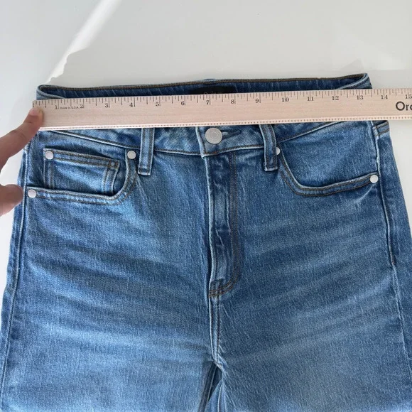 Quince Bella Jeans Womens 27 High Rise Relaxed Straight Stretch Denim Atlantic - Picture 8 of 12